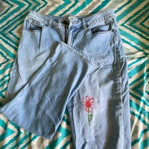 Coldwater Creek Light Blue Straight Leg Pants with painted floral